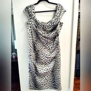 Leopard black, silver, white evening dress